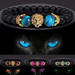 4 Styles Bracelets Lion Bracelet Men Fashion Stone Handmade Beaded Charm Bracelet for Men Women