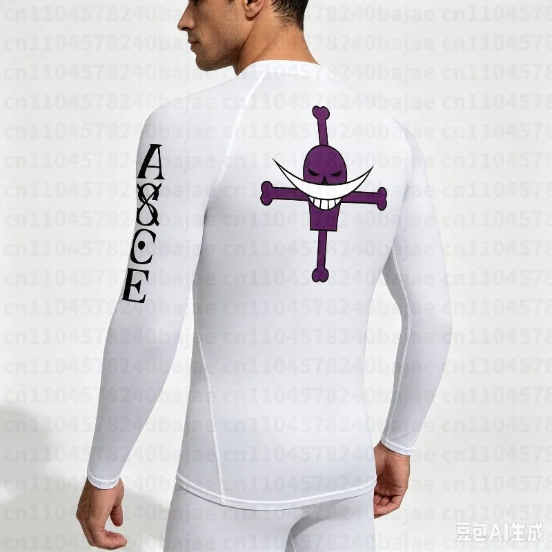 Neues Herren-Rashguard-Shirt mit Anime-Comic-Druck, enganliegend, schnelltrocknend, für Fitness und Sport.