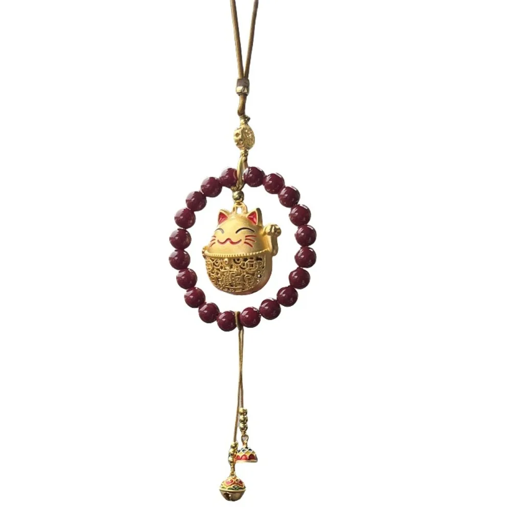 Chinese Style Pendant Lucky Cat Key Chain Car Pendant Short Lanyard Key Chain Strap Hand-woven Maneki Neko Pendant Men