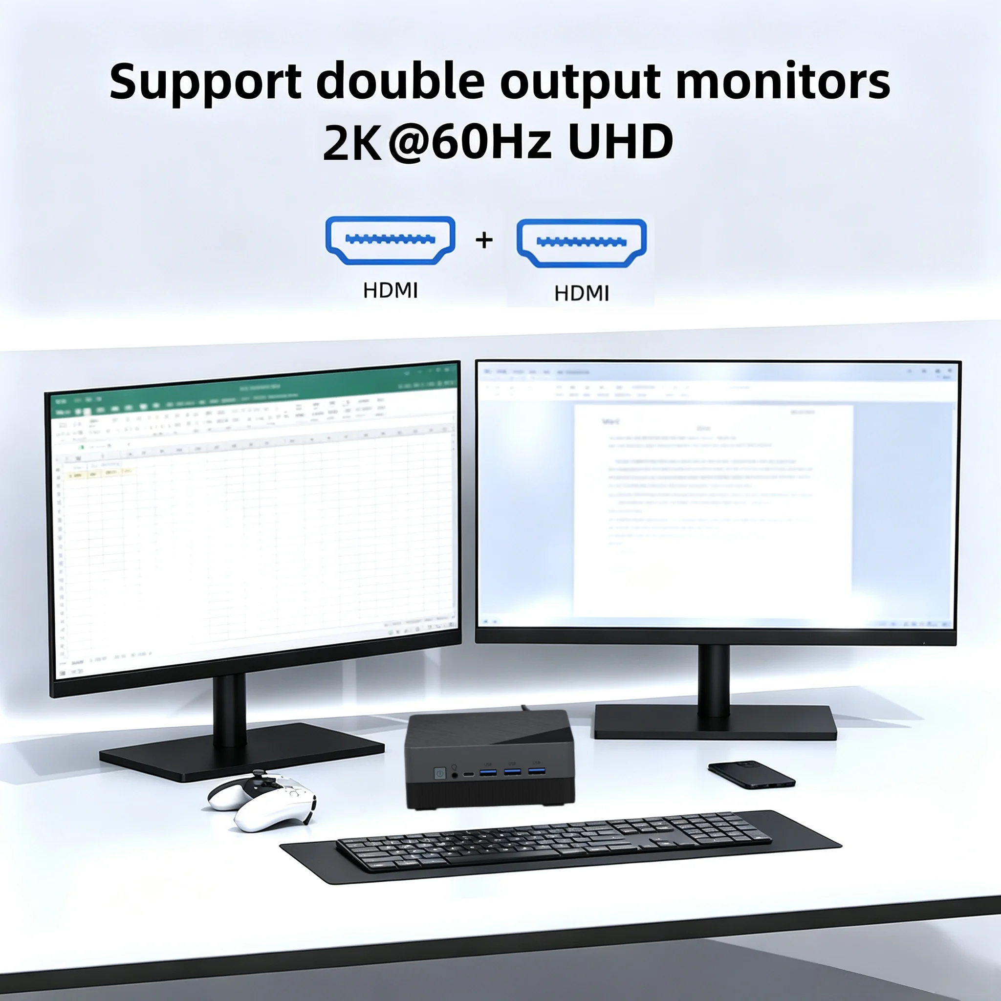 TexHoo Mini PC Intel I3 4th 4030U CPU 8G RAM 256G ROM Dual Display Double LAN Dual M.2 Windows 10 Desktop Computer WiFi5 BT4.2