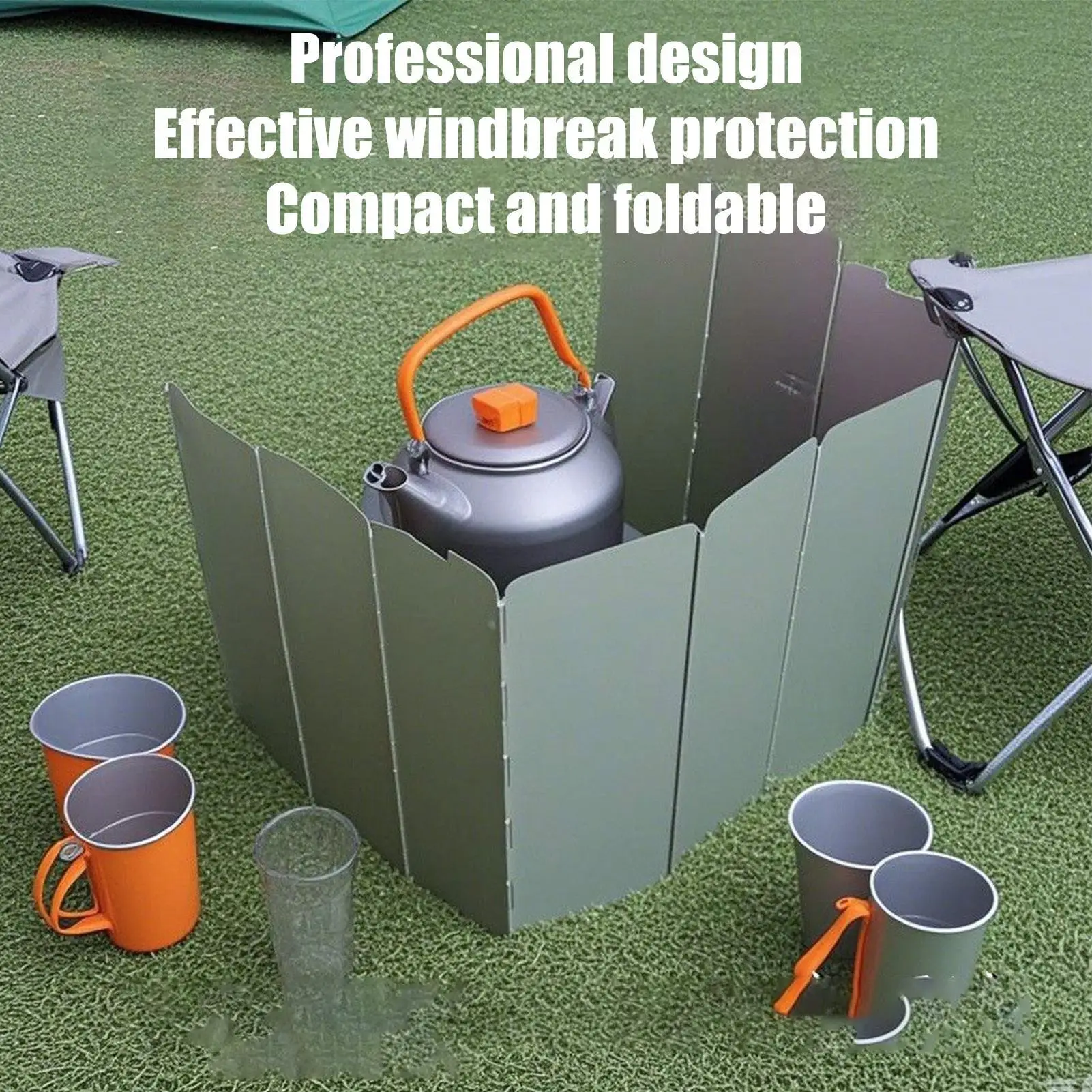 Camp Stove Windscreen Grill Wind Blocker For Hiking Weatherproof Stove Windscreen For Outdoors Beach Picnic Camping Survival view 4
