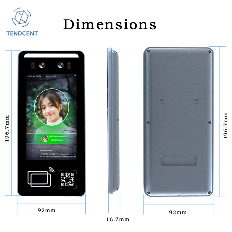 Tendcent Android Face Recognition Access Control System NFC/IC/ID Card Visitors Management Reset Features Supported WiFi OEM ODM