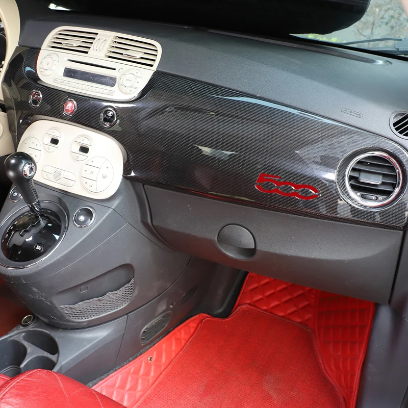 

For Fiat 500/Abarth 595 695 595C 695C 500C 2016-2024 LHD Real Carbon Fiber Sticker Car Interior Trims Dashboard Door Cover