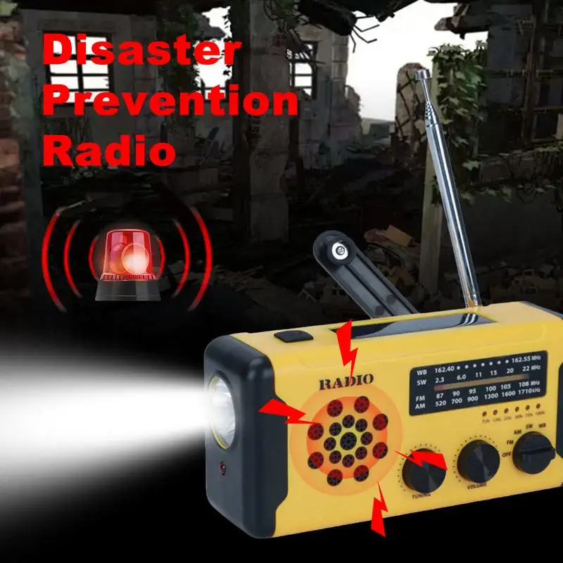 

Radio FM Emergency Radio Solar Hand Crank Generator AM/FM/NOAA LED Flashlight waterproof Portable Radio SOS Alarm Power Bank