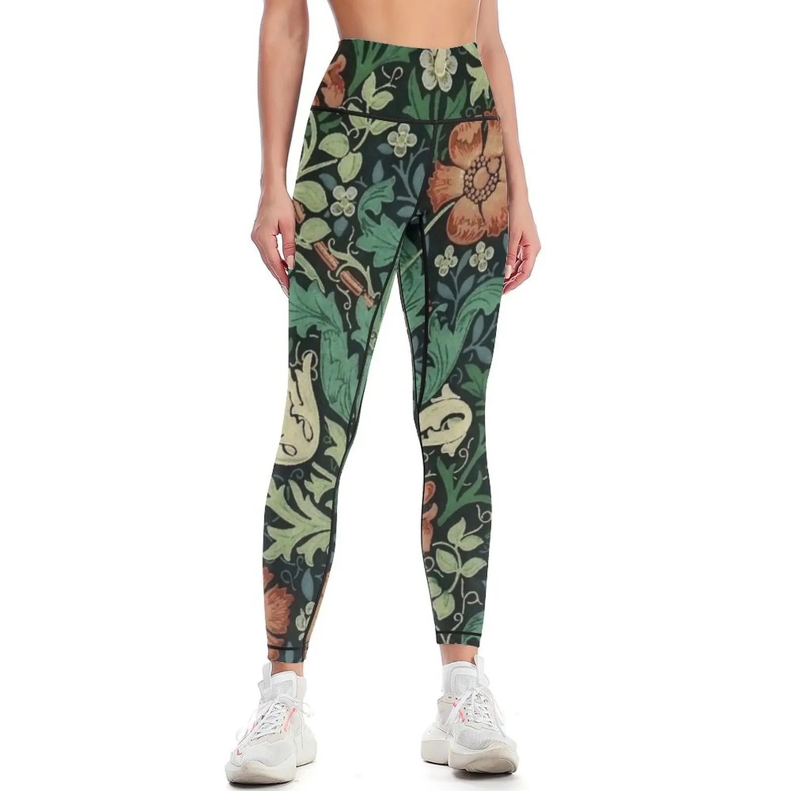 William Morris Compton Floral Art Nouveau Pattern Leggings Fitness woman for fitness Women's high waist Womens Leggings