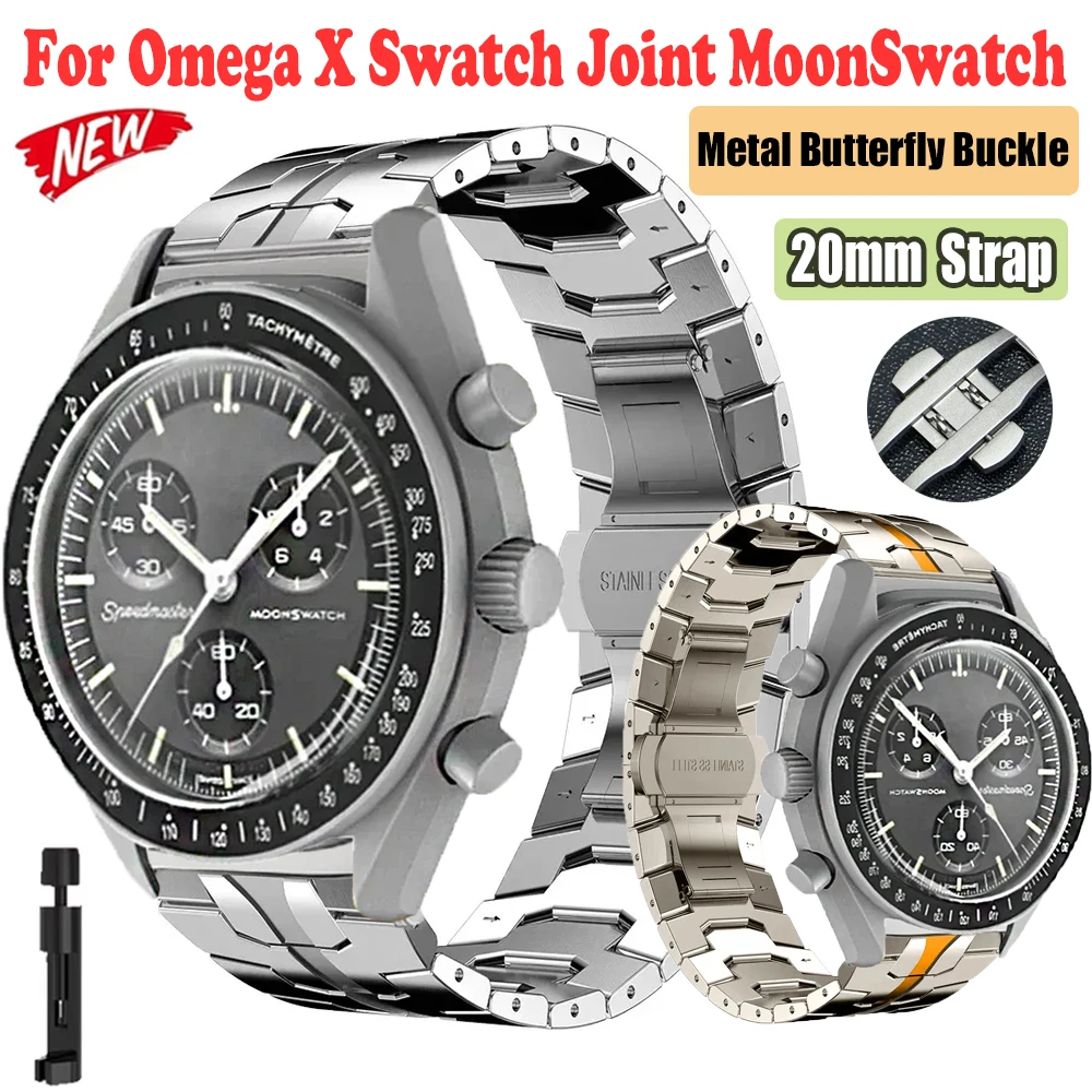 20mm Stainless Steel Band For Omega X Swatch Joint MoonSwatch Strap Men Business Metal Bracelet For Haylou RS4/RS4Plus Watchband