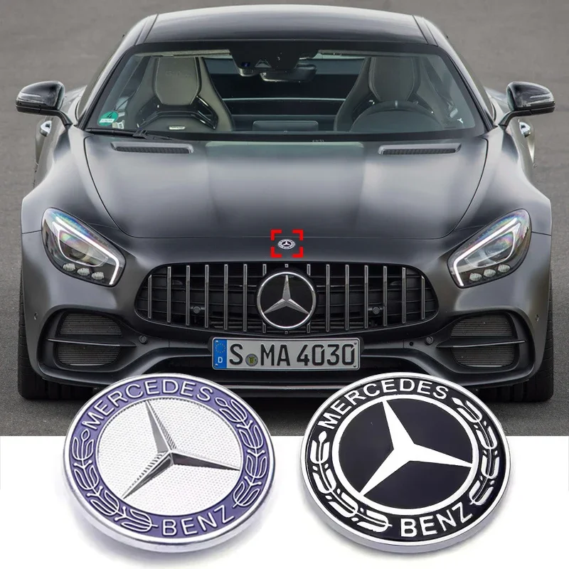 Car Engine Logo Metal Flat Hood Emblem Front Badge Accessories For Mercedes Benz AMG W204 W205 W203 W211 W212 W213 W201 W210