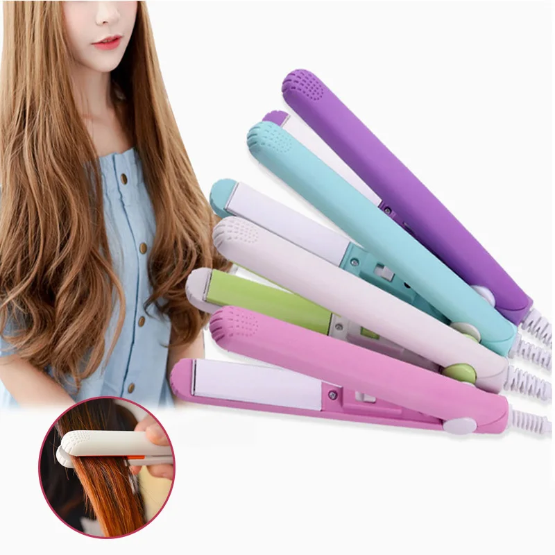 

Портативный мини-электрический выпрямитель для волос PTC, быстрый нагрев, работа одной кнопкой, путешествия, маленький размер, милый карманный утюжок для волос