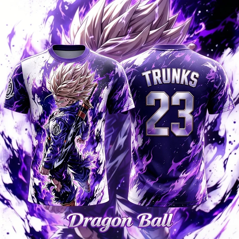 2026 Sommer Dragon Ball Trunks 3D-Druck Trikot Herren Atmungsaktiv Schnelltrocknend Outdoor-Sport Anime Streetwear Lässiges Kurzarm-Shirt – Detail 7