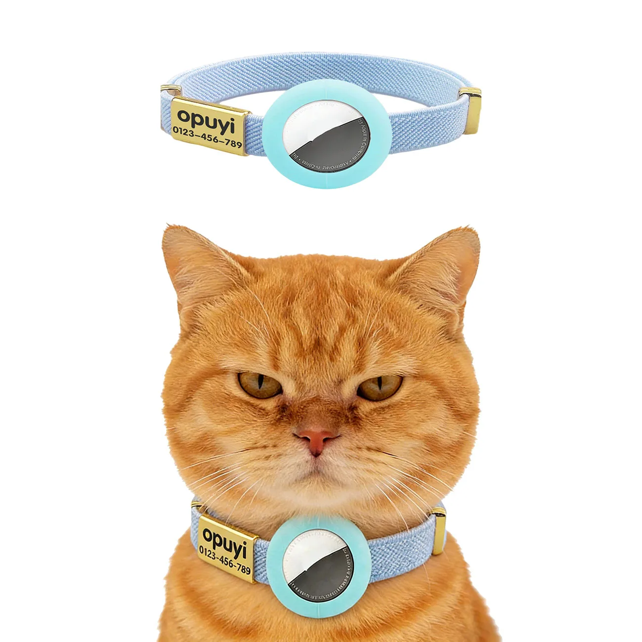 Weißes Katzenhalsband mit Anpassbarem Namensschild, Haustier-ID-Halskette für Welpen, Elastisches GPS-Tracker-Halsband für Kätzchen mit AirTag-Halter – Detail 22