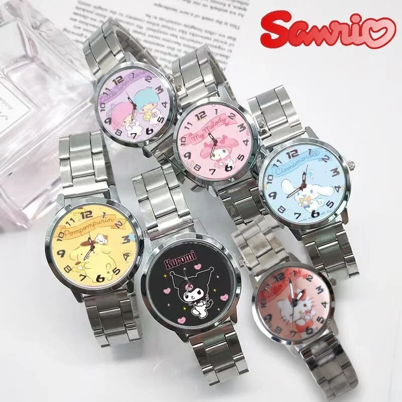 MINISO Disney Women's Watch Hello Kitty Quartz Watch Kawaii Girl Sport Wristwatches Cartoon Kids Clocks Cute Birthday Gift