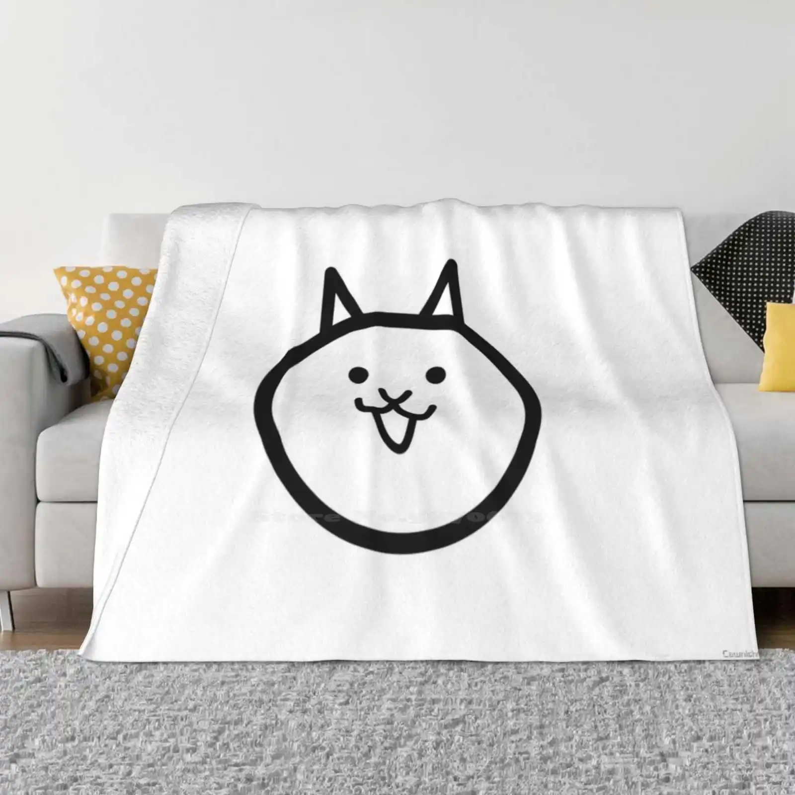 Battle Cat Four Seasons Comfortable Warm Soft Throw Blanket Battle Cats Simple Cute Mobile Game Lovely Contrast Black Outline