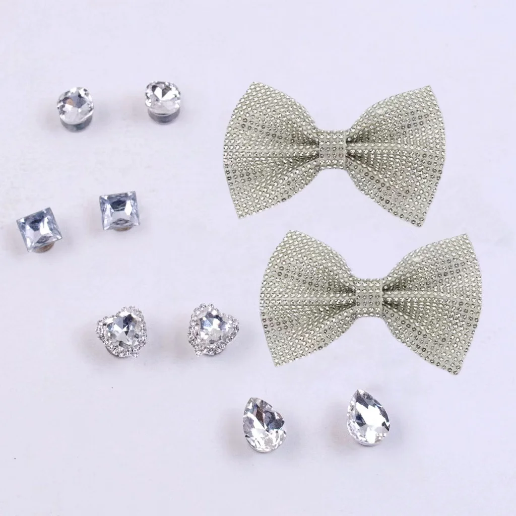 Diy Meisjes Schoen Decoratie Gesp Accessorie Sneeuwvlok Boogkristal Diamant Combinatie Voor Schoen Decor Kid Party Cadeau