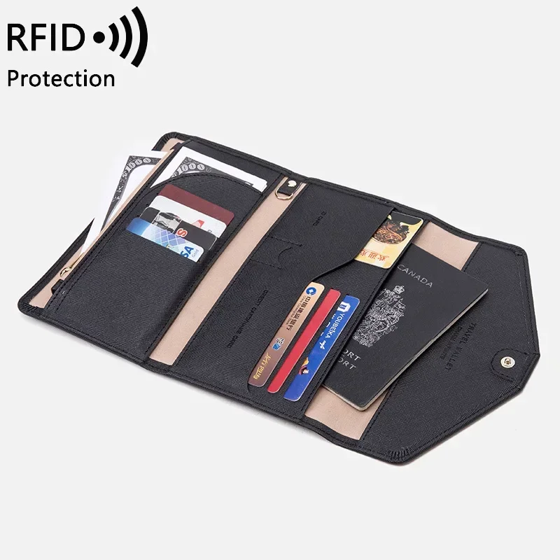 Cross-border Passport Bag Women\'s New RFID Multi-functional Ticket Document Bag Travel Abroad Passport Wallet