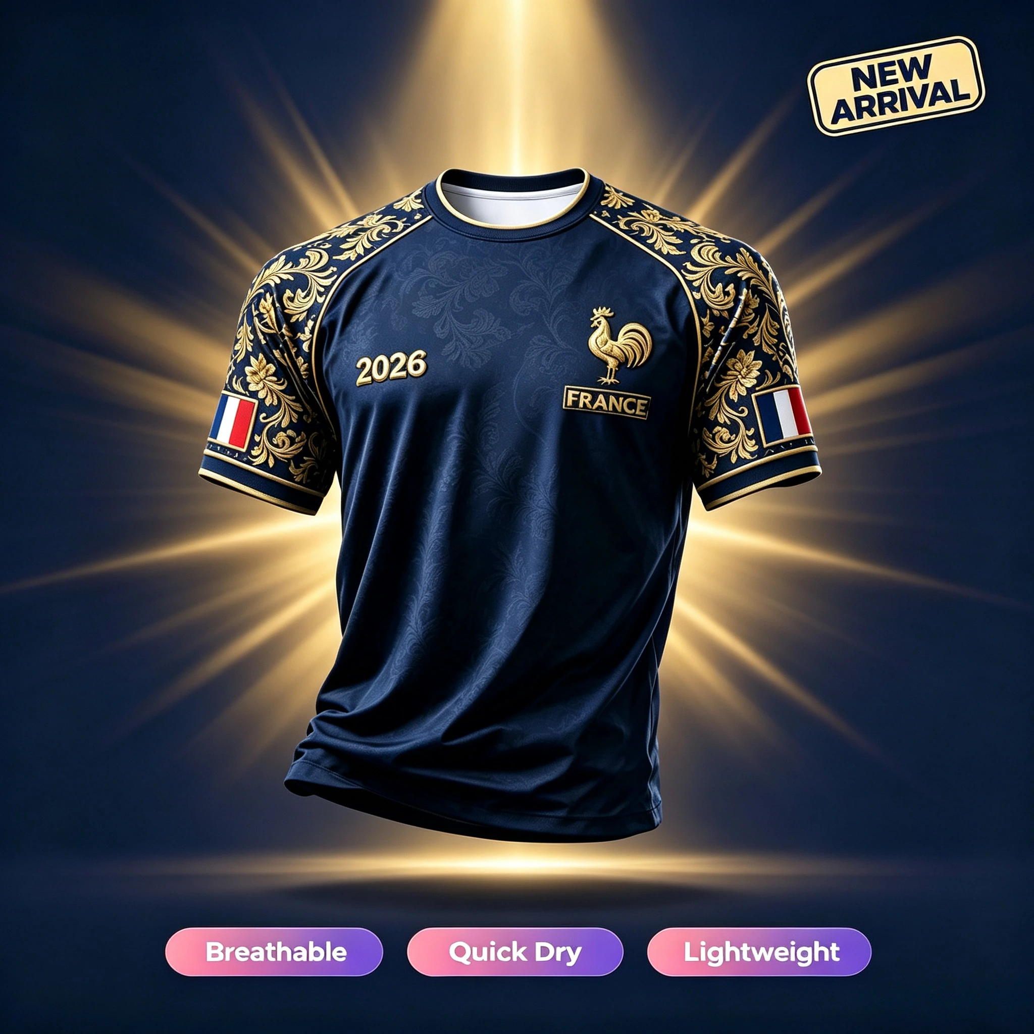2026 French Gaul Chicken Fan Football Suit 3D Printed Quick Drying Sports Training Match Unisex Same Style Parent Child T-shirt
