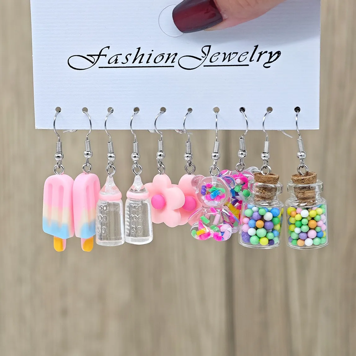 European American Women Dopamine Creative Resin Earring Set Goldfish Bear Cloud Dangle Earrings