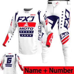 NEW 2024 FXJ enduro motocross gear set mx jersey pants White motorbike clothing mtb carracing suit Off Road equipment