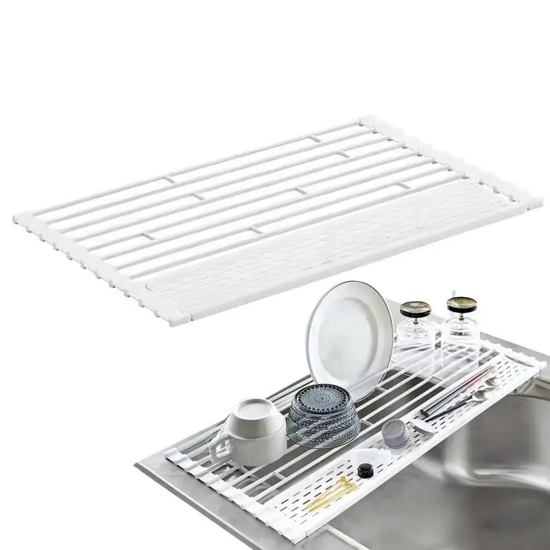 

Dish Drying Rack Over The Sink Multi Purpose Roll Drainer Bowl Dish Basket Storage Rack Foldable Sink Holder Kitchen Accessories