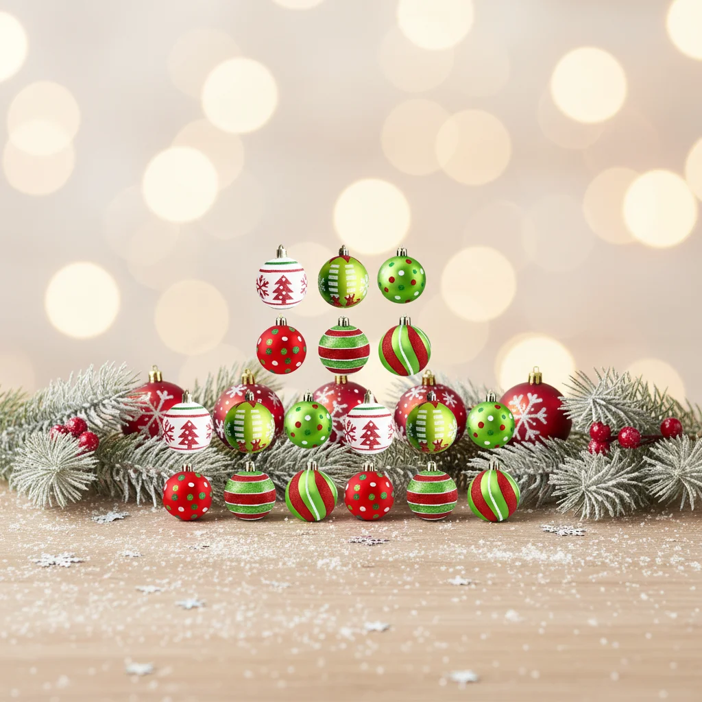 

18pcs Christmas Tree Ornaments Christmas Tree Ornament Hand-painted Electroplated Plastic Ball 6CM Xmas Baubles