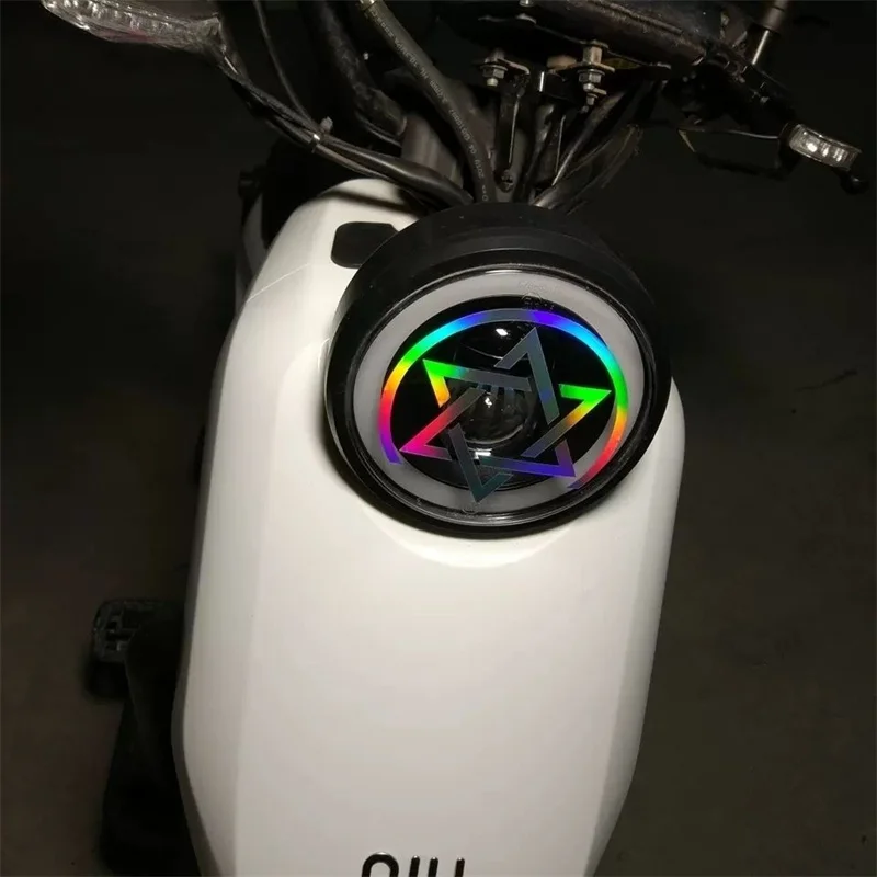 Stiker kepribadian mobil bintang enam cabang laser tujuh warna hf modifikasi lampu depan sepeda motor penutup goresan