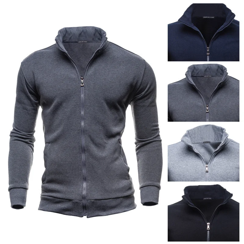 

Men's Hoodies Zipper Brand Stand Collar Long Sleeve Spring Autumn Streetwear Male Cardigan Coat Dropshipping Wholesale