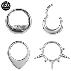 ZS 1PC 16G G23 Titanium Spike Hoop Nose Rings Septum Nose Clicker Silver Color Nose Piercing Cartilage Rook Earring 8mm/10mm