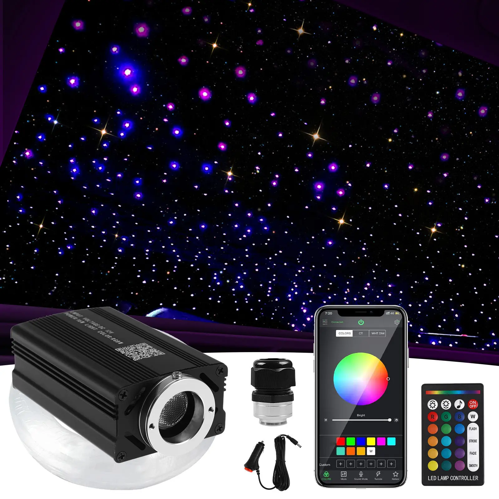 

1Set Starlight Headliner Kit Car Roof Lights Interior Fiber Optic Ceiling Decor Easy Install Long Lifespan Space Saving