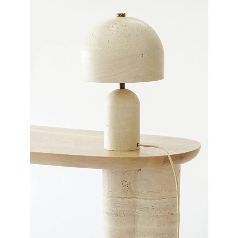 Nordic dining table 2025 new family desk modern simple natural yellow travertine marble Japanese long dining table