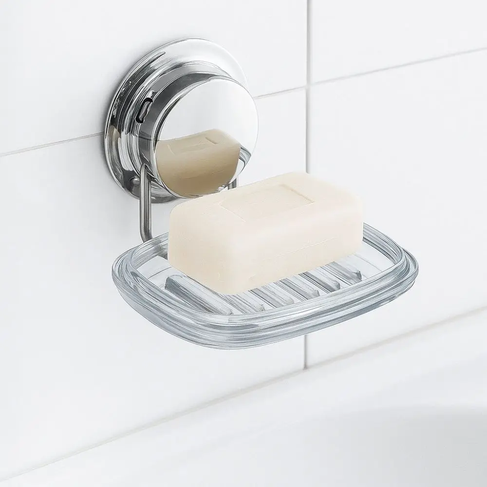 

Reusable Suction Cup Soap Dish for Shower Wall Mounted No Punch Soap Sponge Holder Clear Removable Soap Rack Bathtub