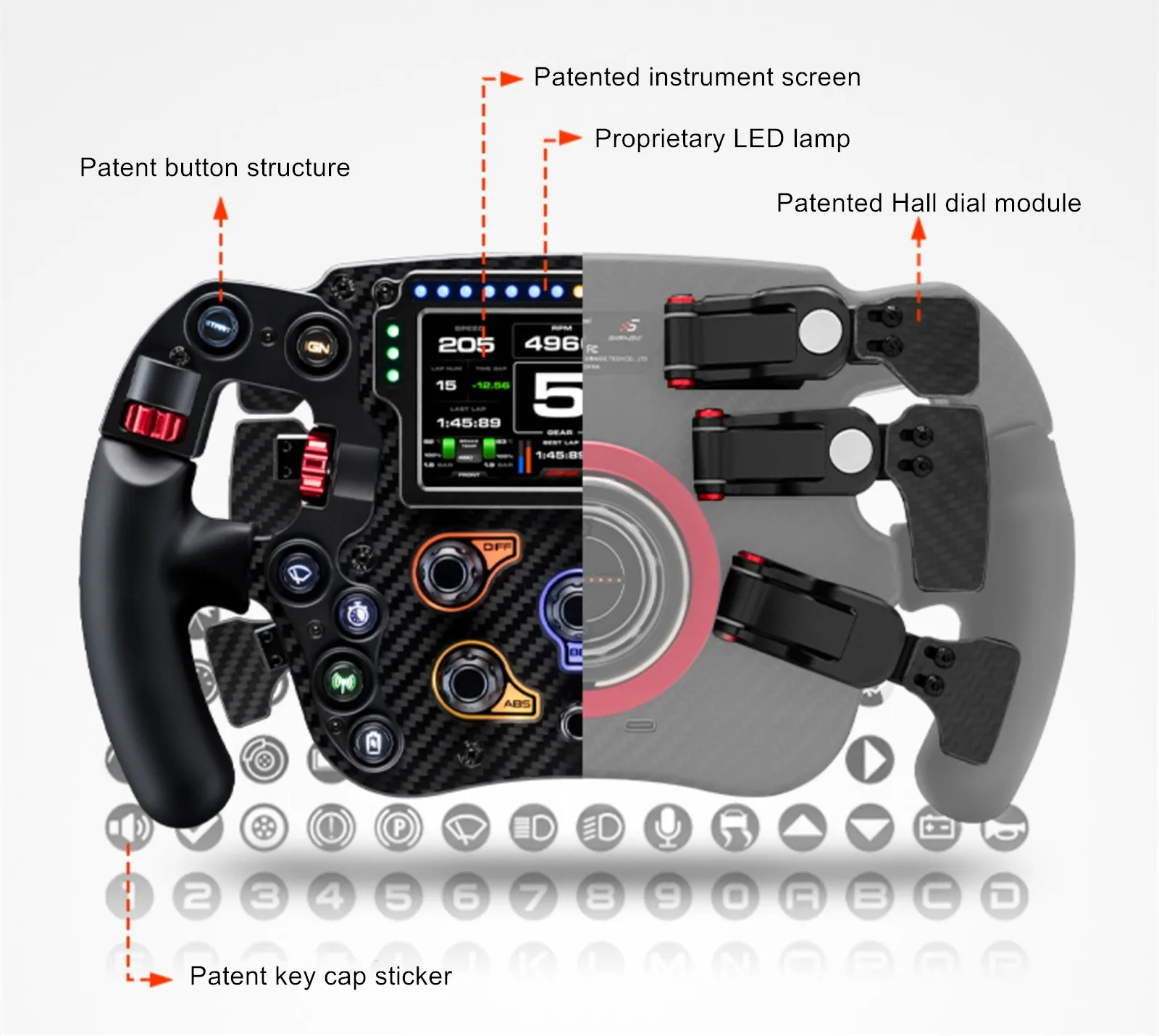 F1 Racing Simulator Game Steering Wheel Simagic FX PRO Equation Carbon Fiber Steering Wheel