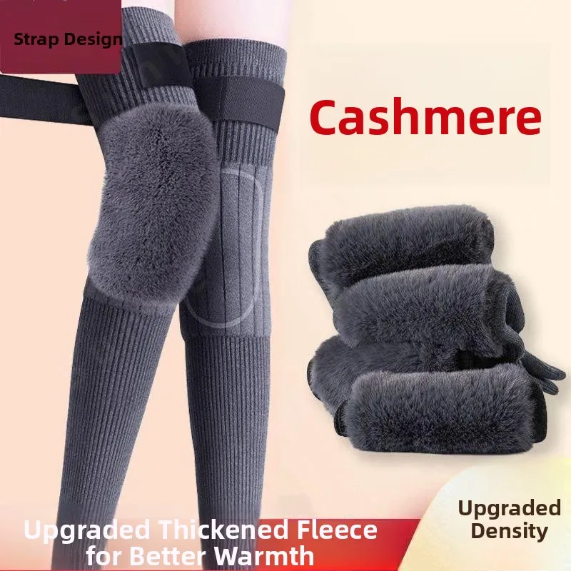 Thickened Fleece Knee Pads Women's Men's Winter Warm Knee Support Joint Protection Non-Slip Elastic Band Universal Use