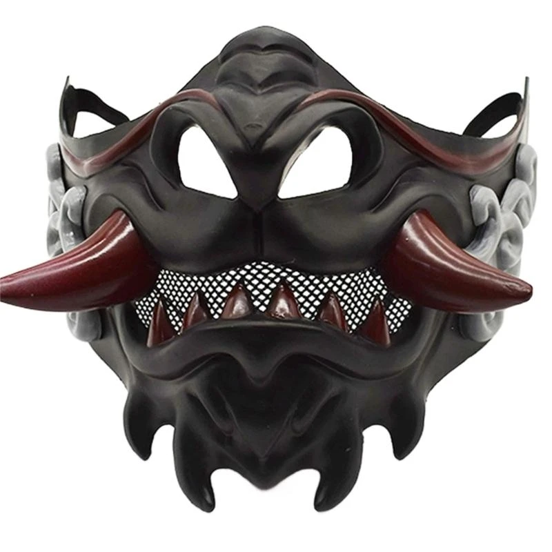 DXAE Halloween Mask Party Mask Devil Samurais Mask Half Face Mask Carnivals Mask Masquerade Mask Japanese Mask for Cosplay
