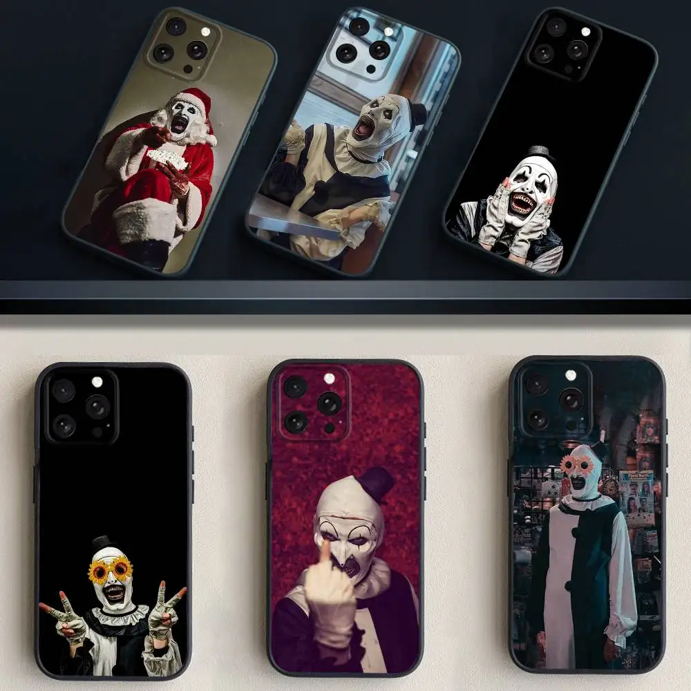 

T-Terrifier Art the Clown Phone Case For iPhone 16,15,14,13,12,11 Plus,Pro Max,XS,X,XR,SE,Mini,8,7,Soft Silicone Black Cover
