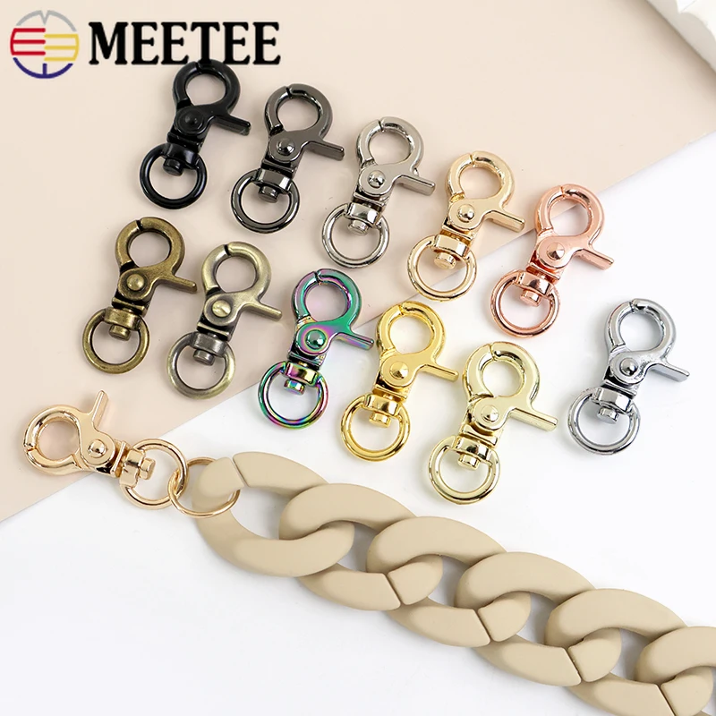 

5/10/20Pcs Meetee 10mm Metal Carabiner Hook Bag Lobster Clasp Dog Collar Swivel Snap Buckle for Handbag Strap Keychain Hardware