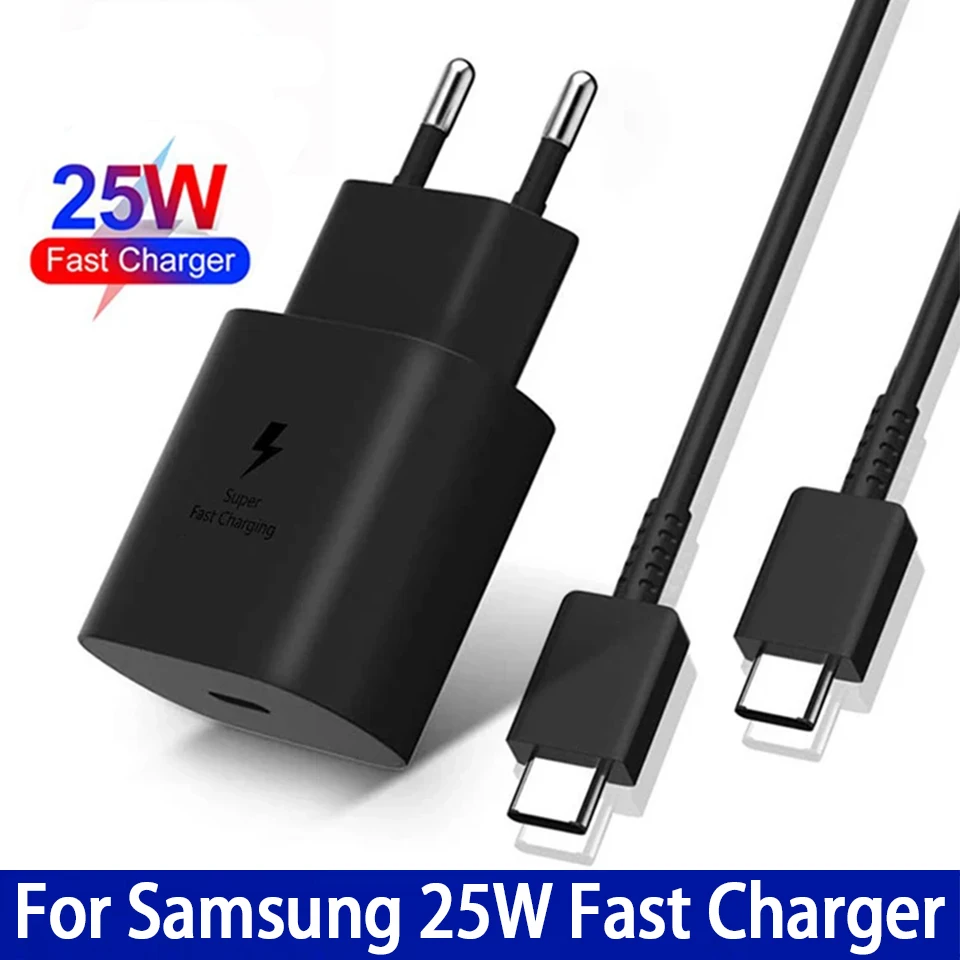 Original Samsung 25W Super Fast Charger Usb Type C Cargador Adapter For Galaxy S26 S25 S24 S23 A55 A35 A17 A07 Z Flip Fold 7 6 5