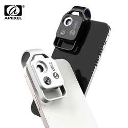 APEXEL 200X Magnification Microscope Lens with CPL Mobile LED Light Micro Pocket Macro Lenses for IPhone Xiaomi Samsung Huawei