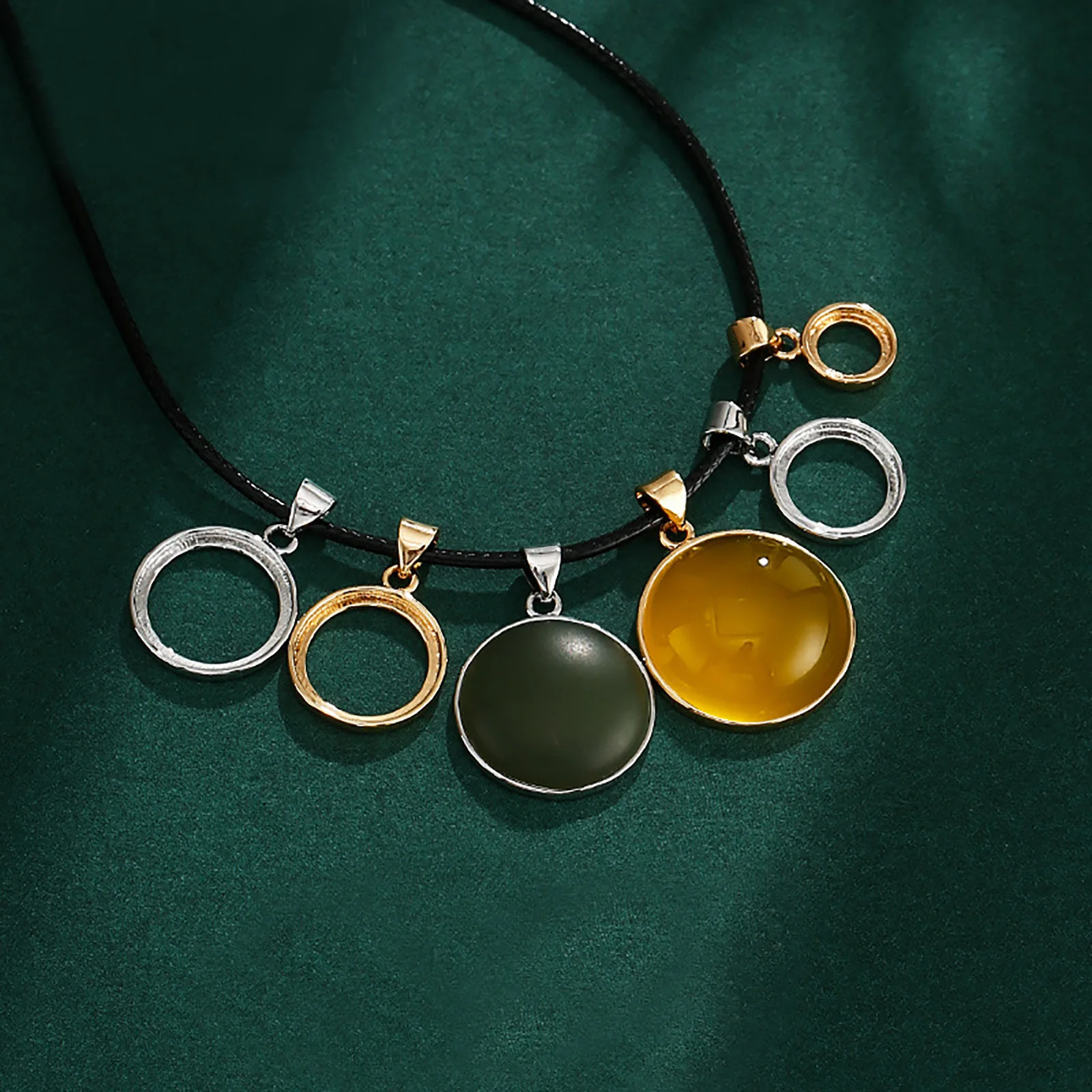 2Pcs/lot Copper Bezel Cup Tray Pendant Setting Fit 8/10/12/14/15/18/20mm Round Cabochon DIY Necklace Jewelry Making Supplies
