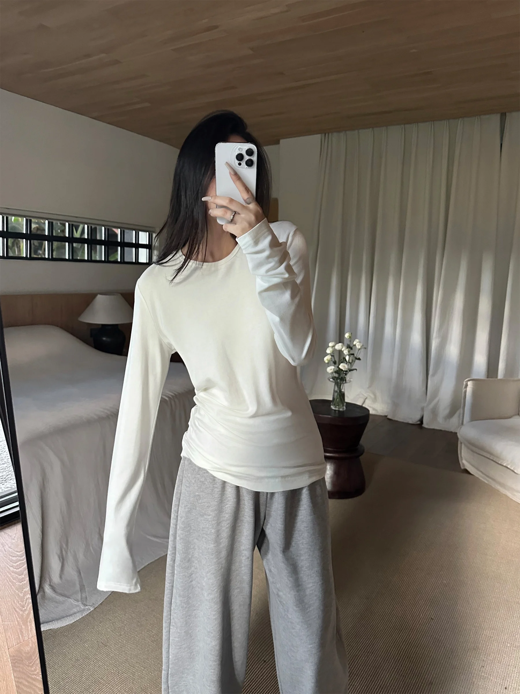 

Женская трикотажная кофта 5werkwen с длинным рукавом и круглым вырезом, осенне-зимняя, белая, из мягкого комфортного трикотажа, модная, повседневная