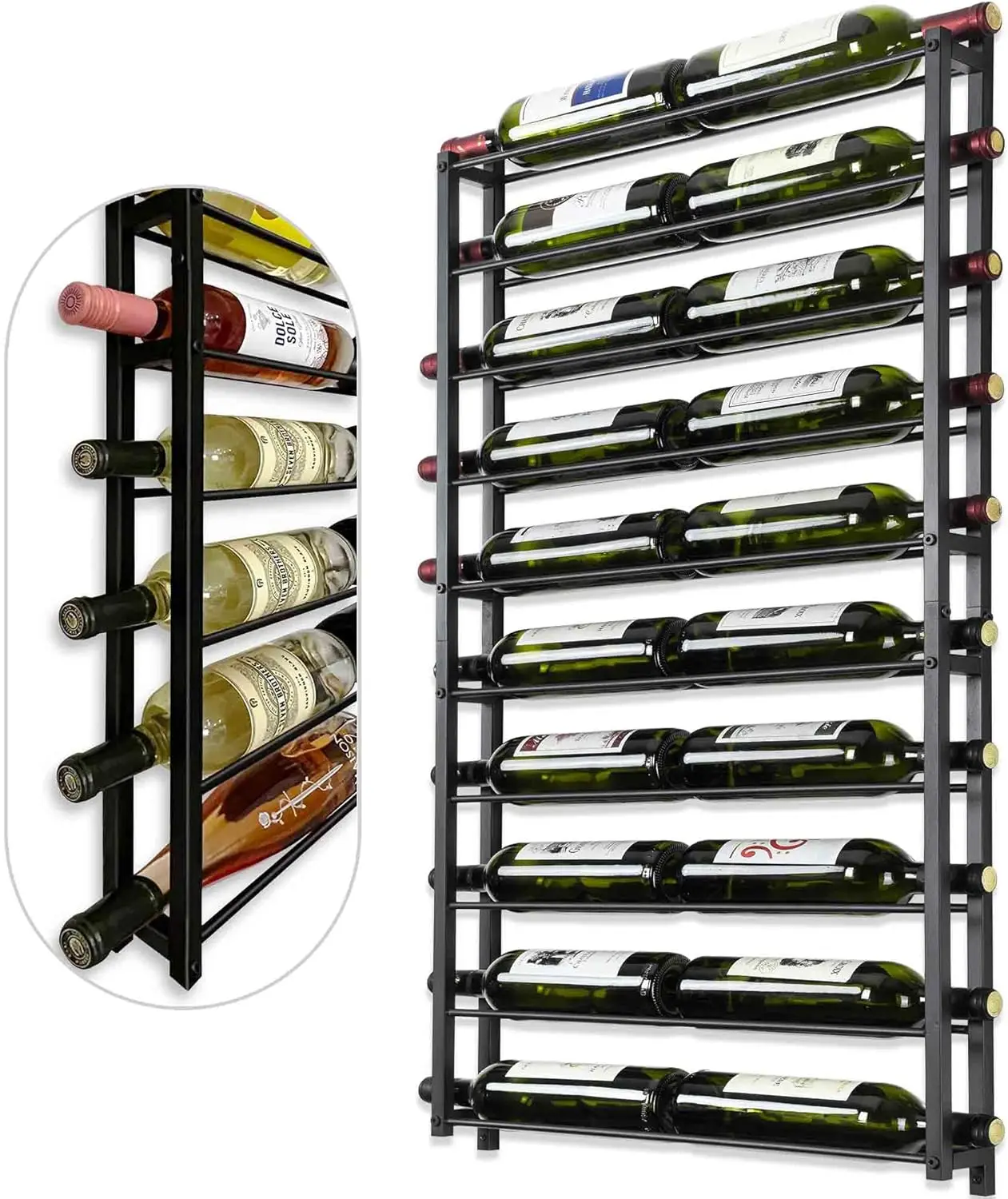 

Wall Mounted Wine Rack for 20 Bottles - Large Capacity Display, Perfect for Home Bar or Restaurant Decor