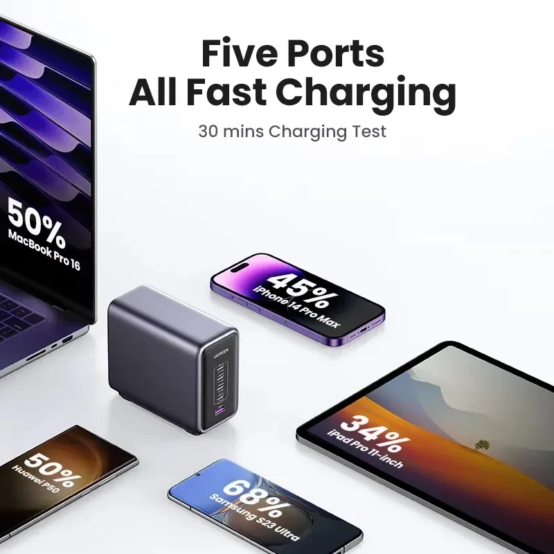 Hot Sale UGREEN 300W GaN Charger Desktop Charging Station USB Charger 140W Max Single Port PD3.1 Fast Charger for Pro