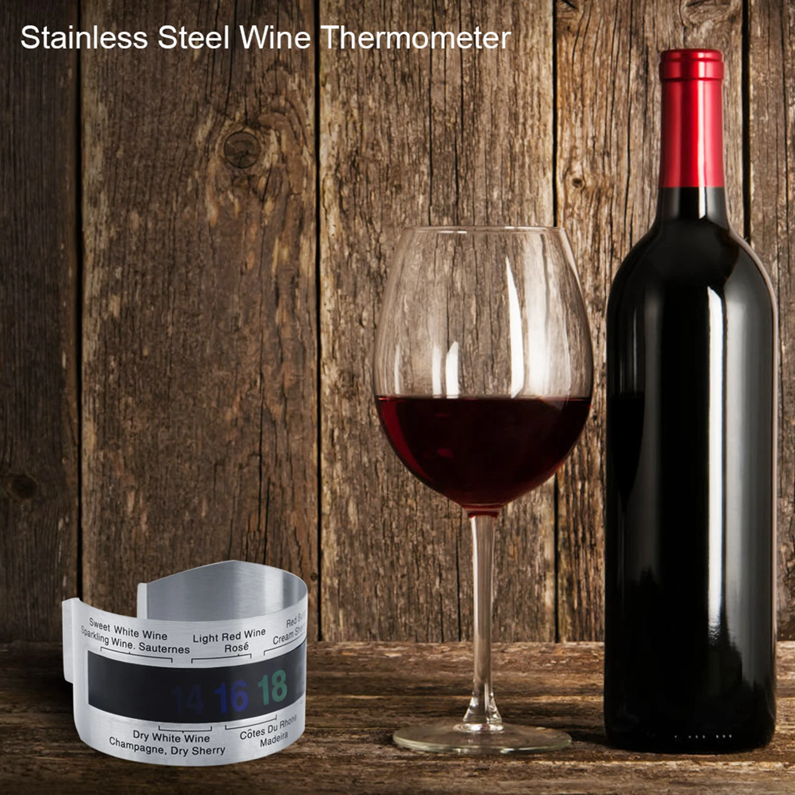 Stainless Steel Wine LCD Thermometer Bottle Beer Red Wines Bracelet Temperature Sensor Wine Thermometer Wine Bottle Thermometer