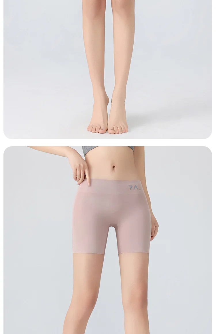 Sommer Neuheit: Damen-Shorts mit Hoher Taille, Nahtlose Sicherheitshose, Blendfreie, Abriebfeste Unterhose, Bauchweg-Effekt, Nicht-kräuselnde Basis-Hose – Detail 15