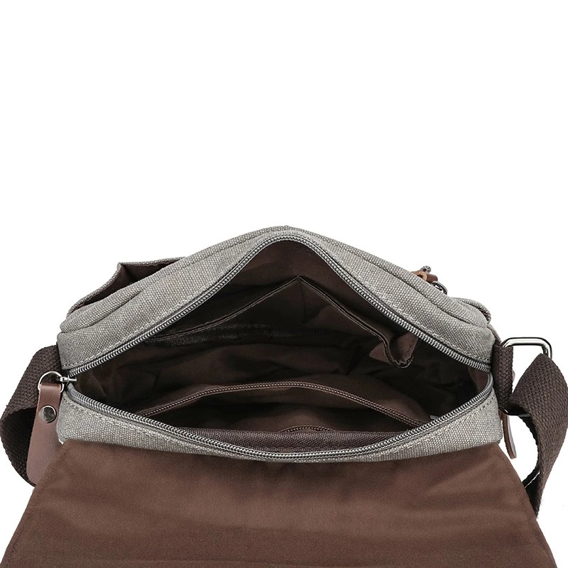 Nesitu High Quality Vintage Casual Black Coffee Khaki Blue Green Grey Durable Canvas Women Men Shoulder Messenger Bag M6437 view 5