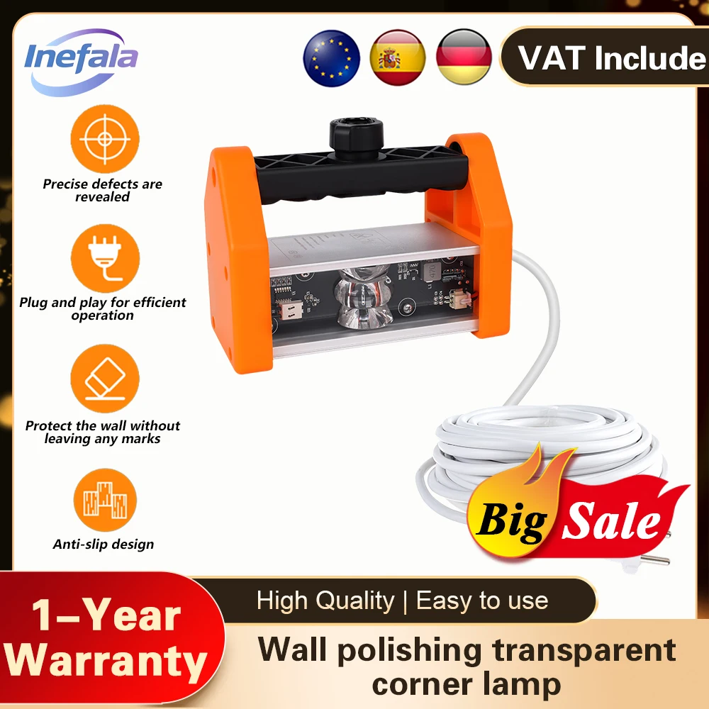 Inefala 155 °   Lampe d'importation LED pour le polissage des murs, lampe d'angle transparente, perle d'acceptation murale, outil auxiliaire de polissage de peinture