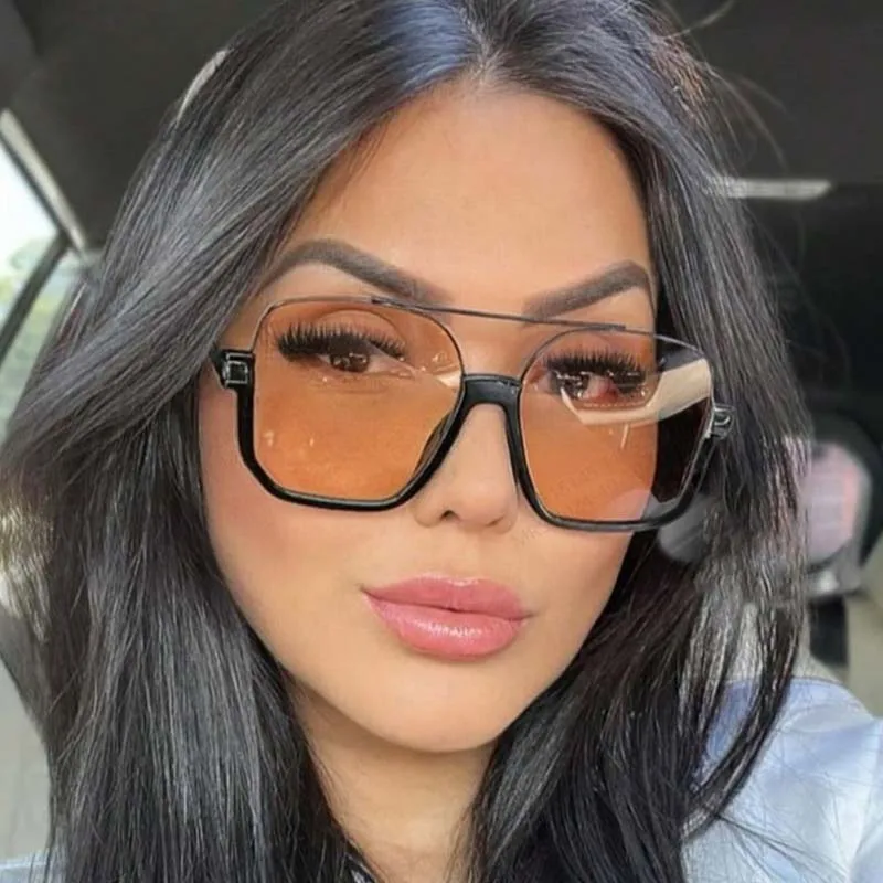 Gafas De Sol cuadradas clásicas De diseñador para mujer y hombre, gafas De Sol con marco grande y espejo para mujer y hombre, gafas De Sol De marca a la moda para exteriores