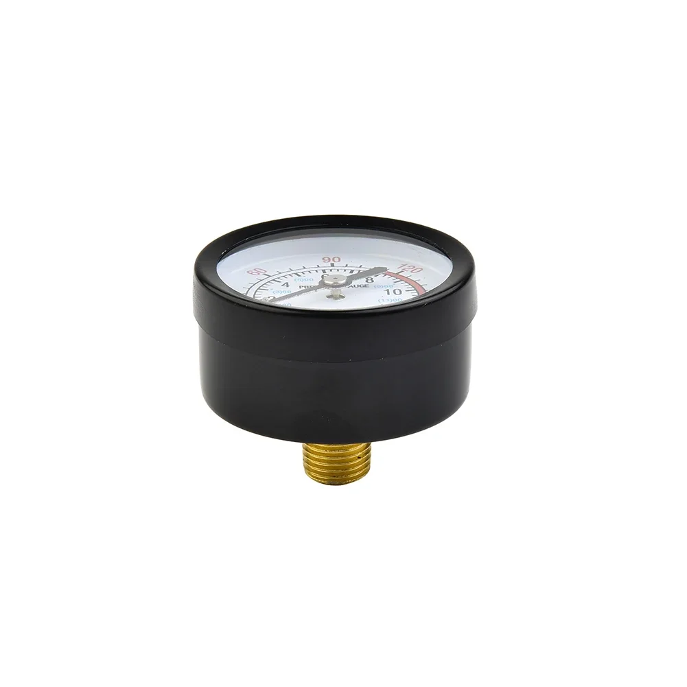 Pressure Gauge For Pneumatic Equipment 13mm 1/4 Inch For BSP 0-180 PSI 0-12Bar With Iron Housing And Clear Face