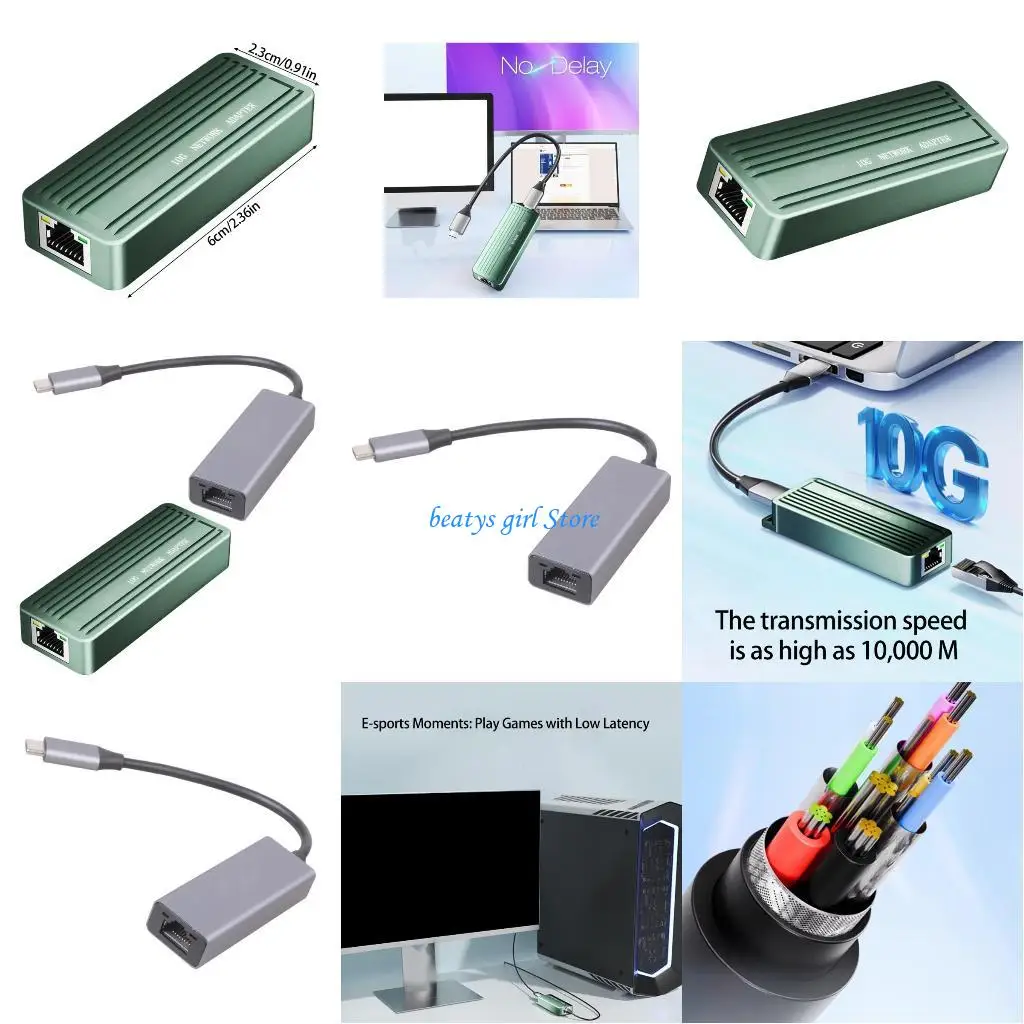 

C7AB Gigabit 10Gbps Ethernet Adapter USB C To RJ45 Aluminum Portable For Office Home Data Center