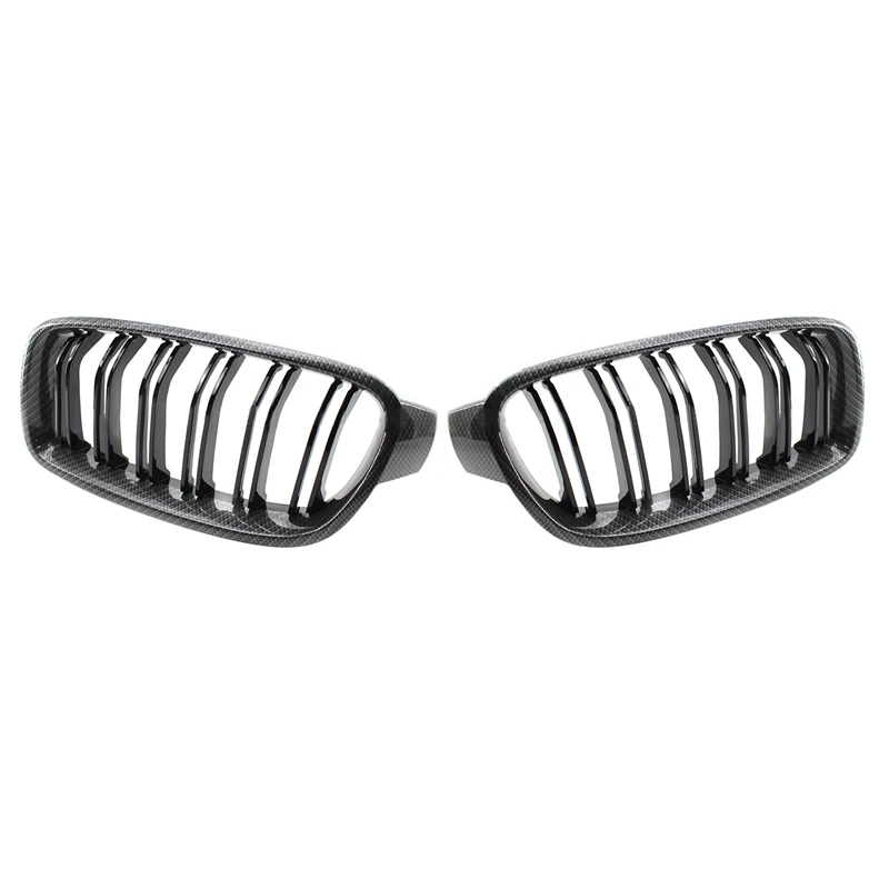 Car Carbon Fiber Double Line Front Hood Kidney Grill For -BMW 3 Series F30 2013-2019 51130054493