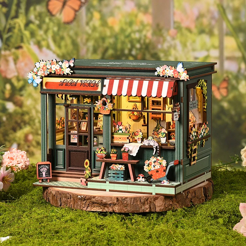 Wooden Doll Houses DIY Miniature Dollhouse Kits 3D Puzzle Book Nook Assembly Model With Light Ideal Desktop Home Decor Xmas Gift