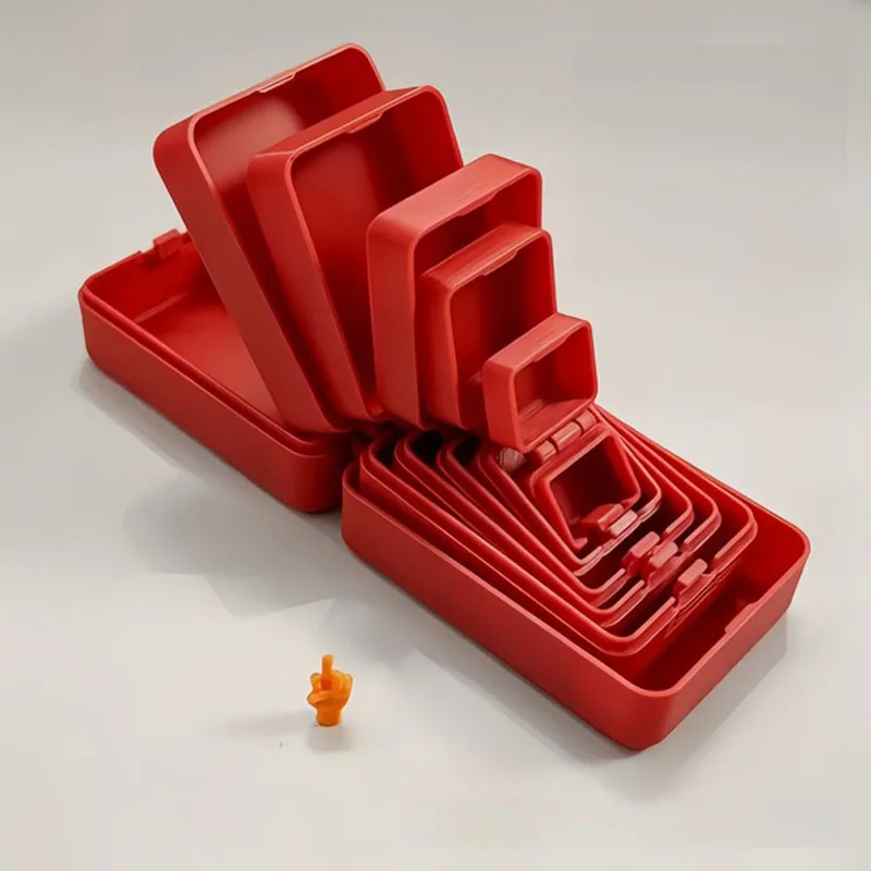 New 3D Printed Multi-Layer Nesting Surprise Gift Box,Halloween Gift Box with Mini Middle Finger,Prank Gift Box with 6 Layer Part